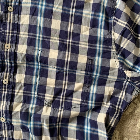Boden plaid buttons down shirt navy blue purple size XL casual - Picture 8 of 13
